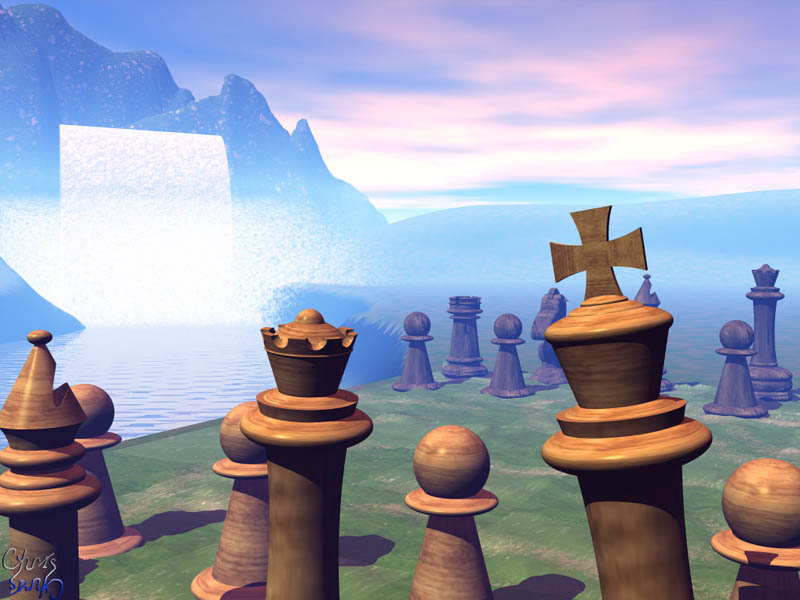 Chess Pieces Rendered in Bryce