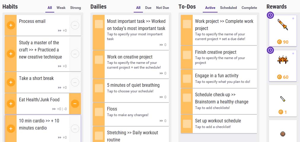 Habitica Default Tasks