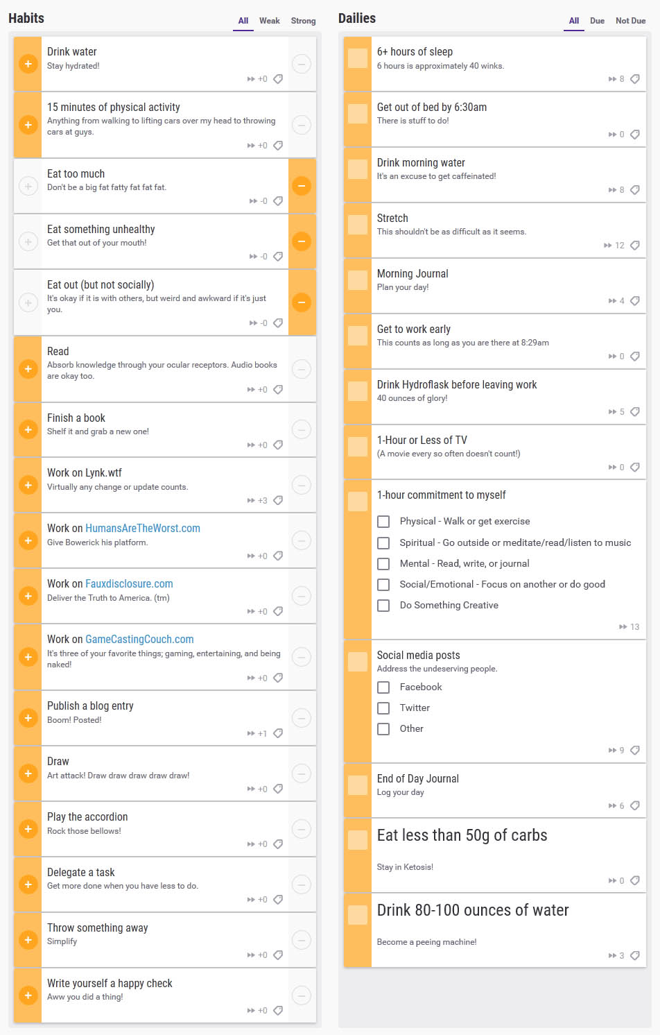 My Habitica Tasks