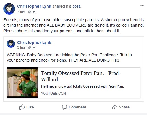 Baby boomers are taking the Peter Pan Challenge